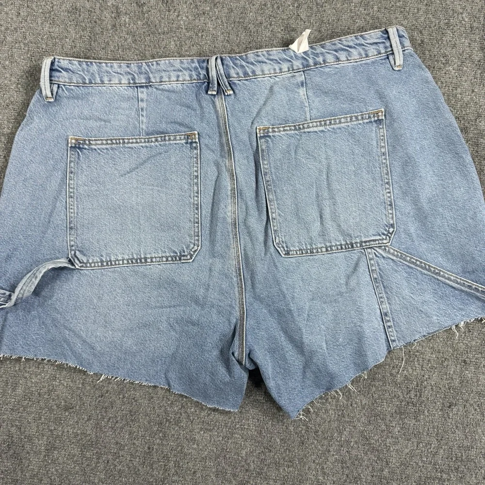 Good American Denim Long Shorts Womens 20 Blue Carpenter Raw Hem NEW